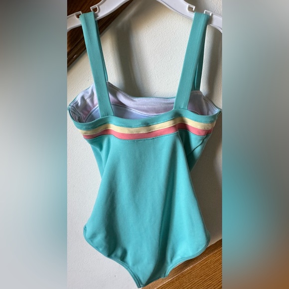 EUC/VGUC Bloch Turquoise Striped Leotard, Size 2-4 - Picture 2 of 2